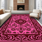 Vibrant Fuchsia Floral Medallion Border Rug