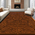 Ornate Orange Radial Waves Rug