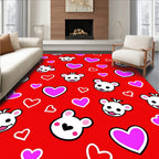 Cute Red Hearts And Bears Rug
