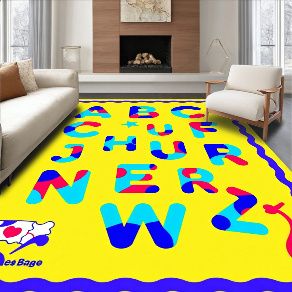 Colorful Alphabet Letters Bright Design Rug