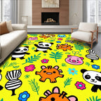 Cute Panda Animals With Flowers Rug
