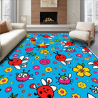 Whimsical Ladybug Garden Floral Rug
