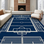Blueprint Field Abstract Geometric Rug