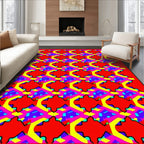 Vibrant Geometric Diamond Red Yellow Rug