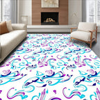 Teal Purple Swirl Curlicue Abstract Rug