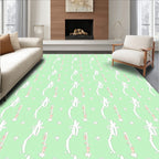 Pale Green White Twig Star Accents Rug