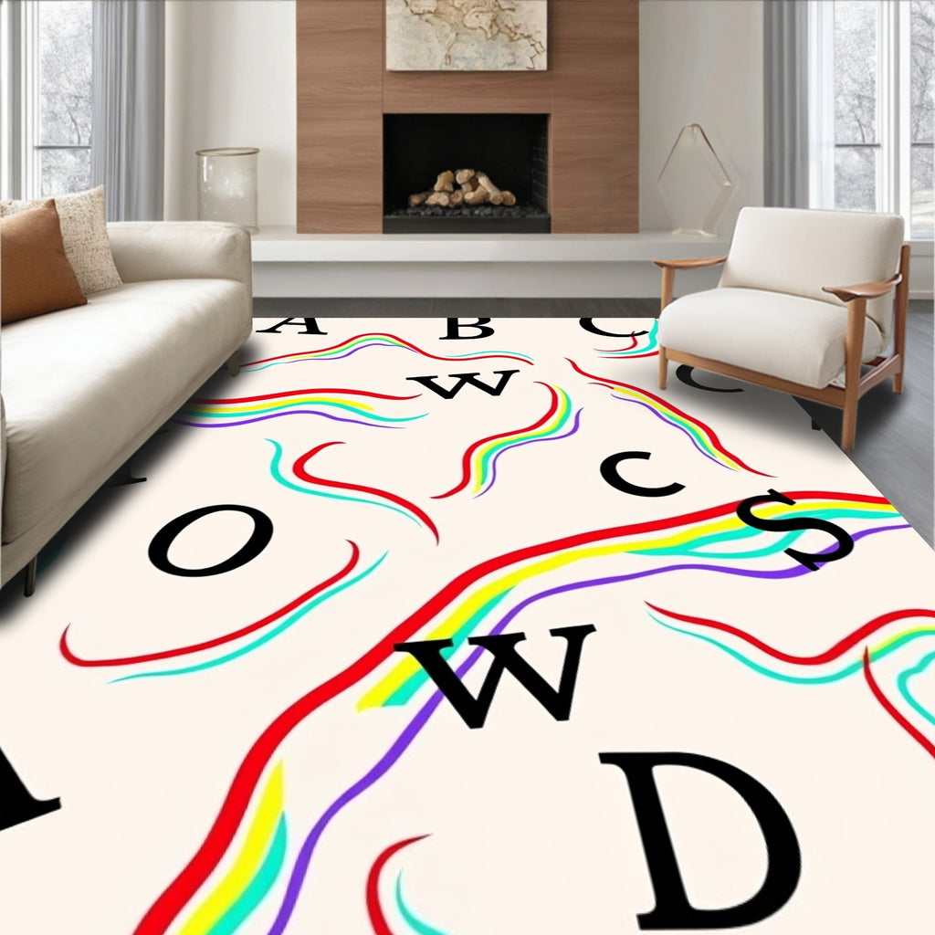 Rainbow Letter Collage Rug