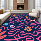 Colorful Fish With Coral Swirls Rug