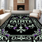 Ornate Black Floral Crest Rug