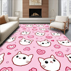 Cute Pink Kawaii Cat Heart Collage Rug