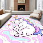 Pastel Unicorn With Colorful Starry Background Rug