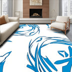 Bold Blue Artistic Swirl Rug