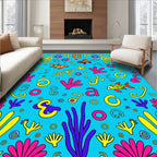 Underwater scene with turtles and flora Rug