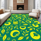Bright Yellow Owl Foliage Garden Rug