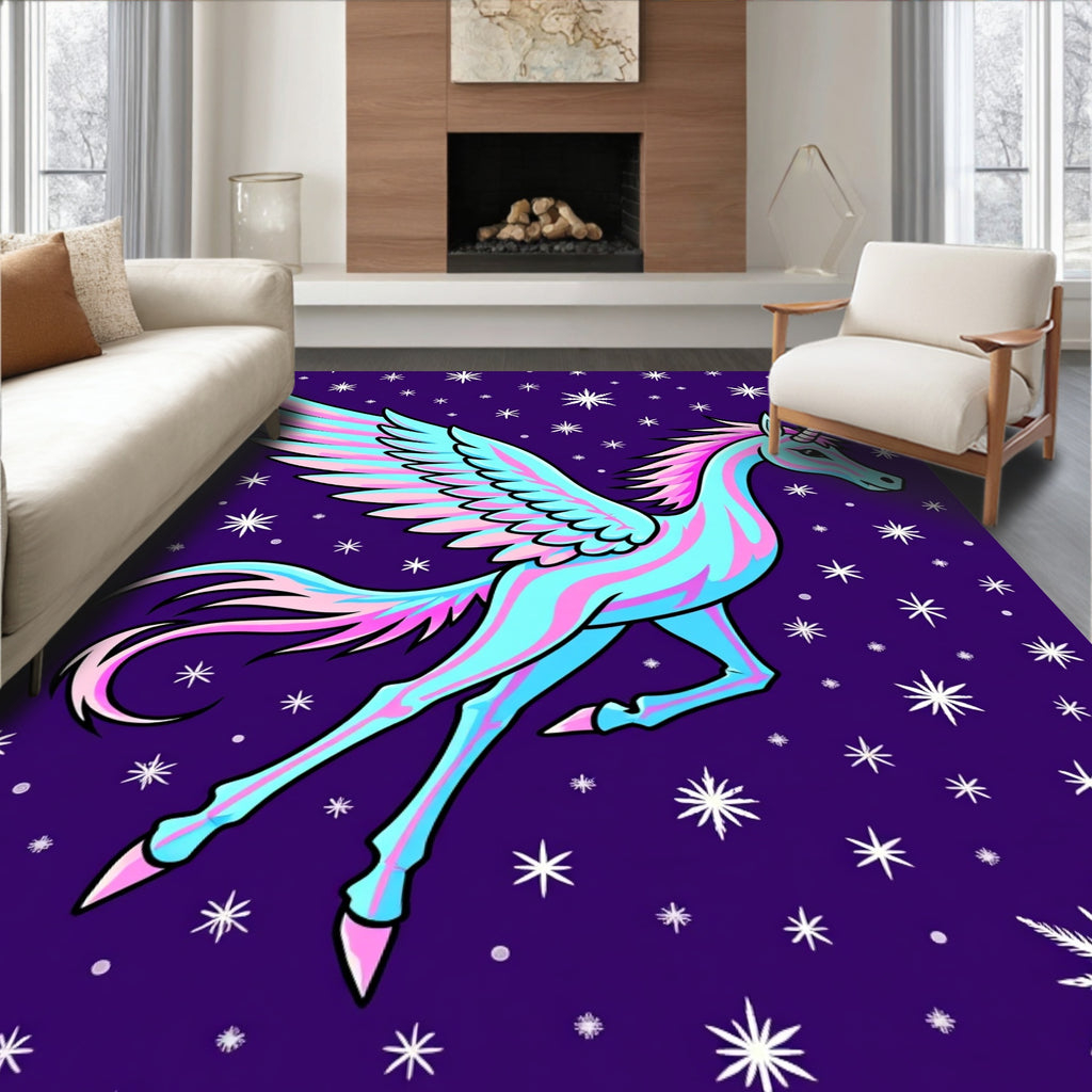 Swirling Pink Blue Winged Celestial Horse Rug