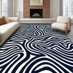 Navy Ivory Organic Swirl Rug