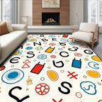 Whimsical Vintage Alphabet Playful Shapes Rug