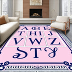 Pink Alphabet Blocks Vintage Frame Rug