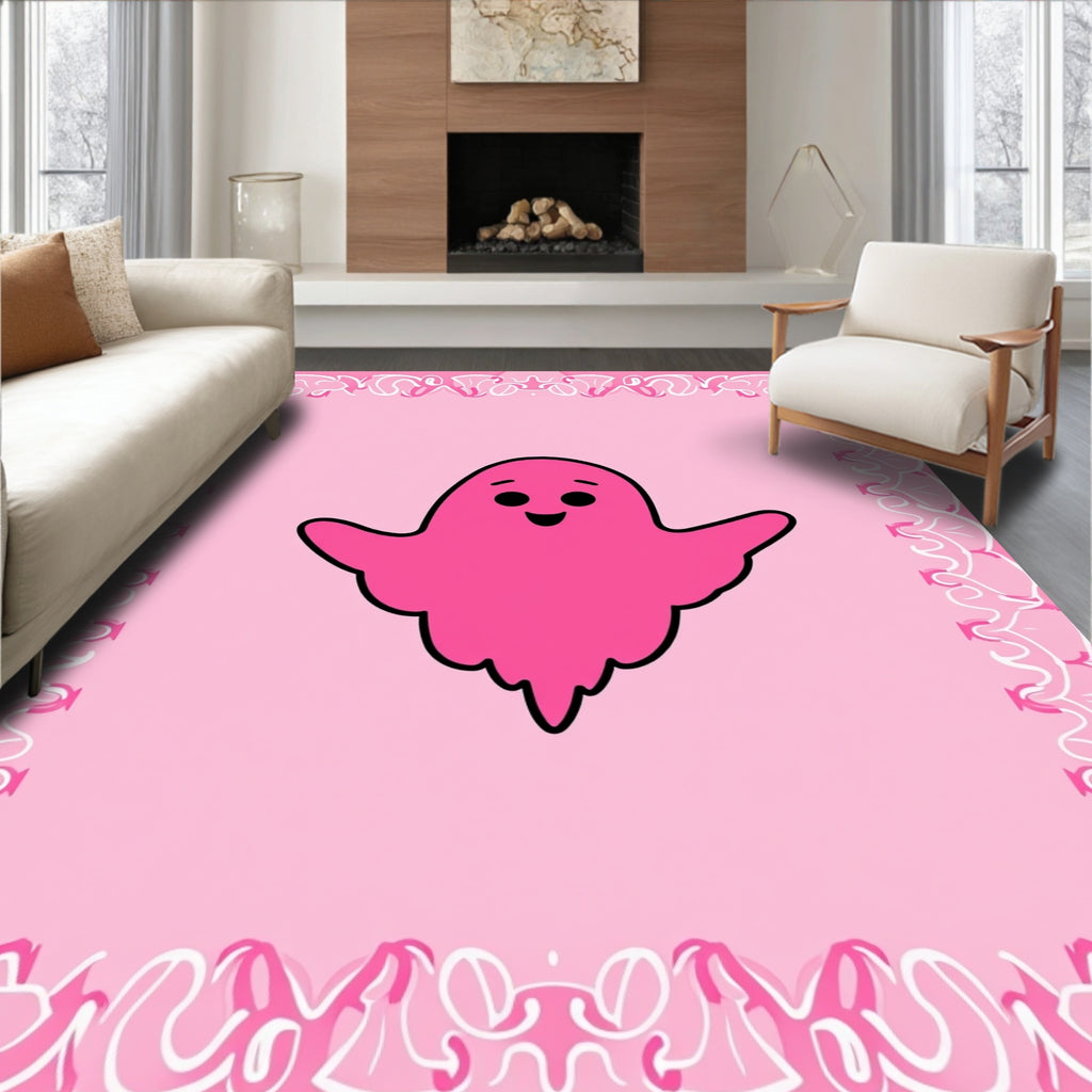Sweet Pink Ghost Border Rug
