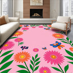 Pink Floral Butterfly Collage Rug
