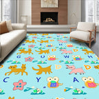 Playful Yellow Animals Alphabet Collage Rug