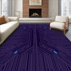 Deep Blue Circuit Board Lines Rug