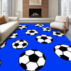 Bold Blue Soccer Balls Scatter Rug