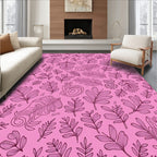 Pink Botanical Line Art Rug