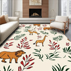 Safari Animals Red Green Foliage Rug