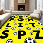 Alphabet Sports Balls Yellow Rug