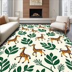 Whimsical Giraffe Jungle Leaf Ensemble Rug