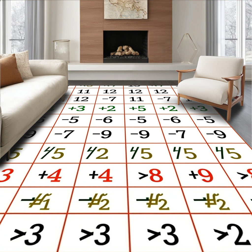 Bold Numeric Grid Graphic Rug