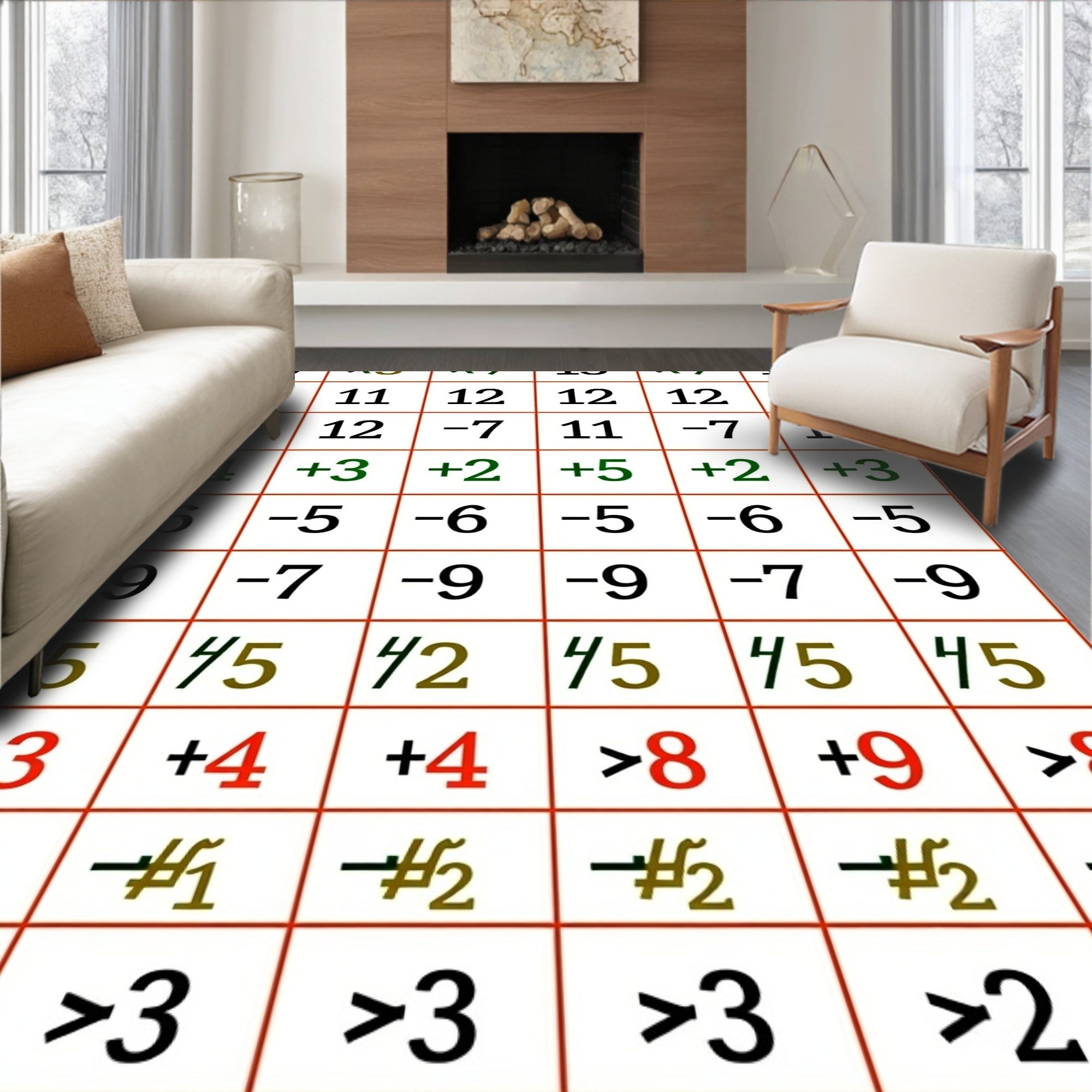 Bold Numeric Grid Graphic Rug