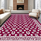 Crimson White Ornamental Medallion Rug