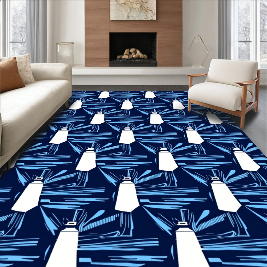 Deep Blue White Paint Tube Radiance Rug