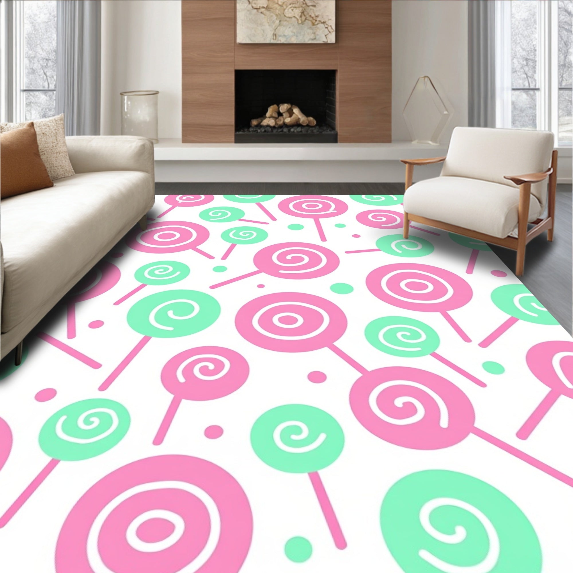Pink Mint Swirl Lollipop Repeat Rug