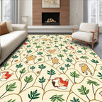 Whimsical Puppies Green Foliage Acorn Scene Rug