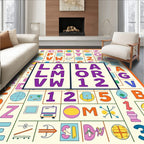 Retro Alphabet Grid Colorful Rug