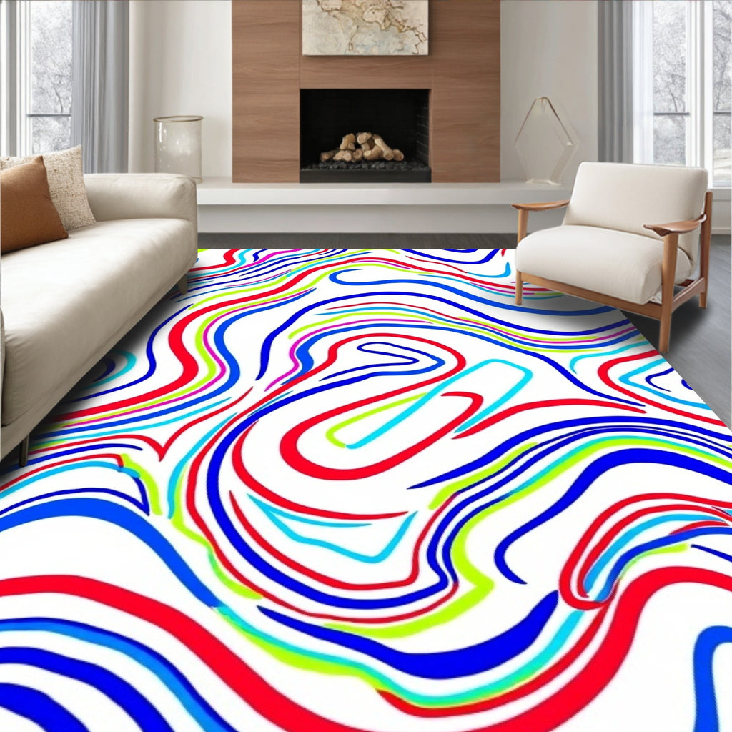 Bright Wavy Stripe Abstract Rug
