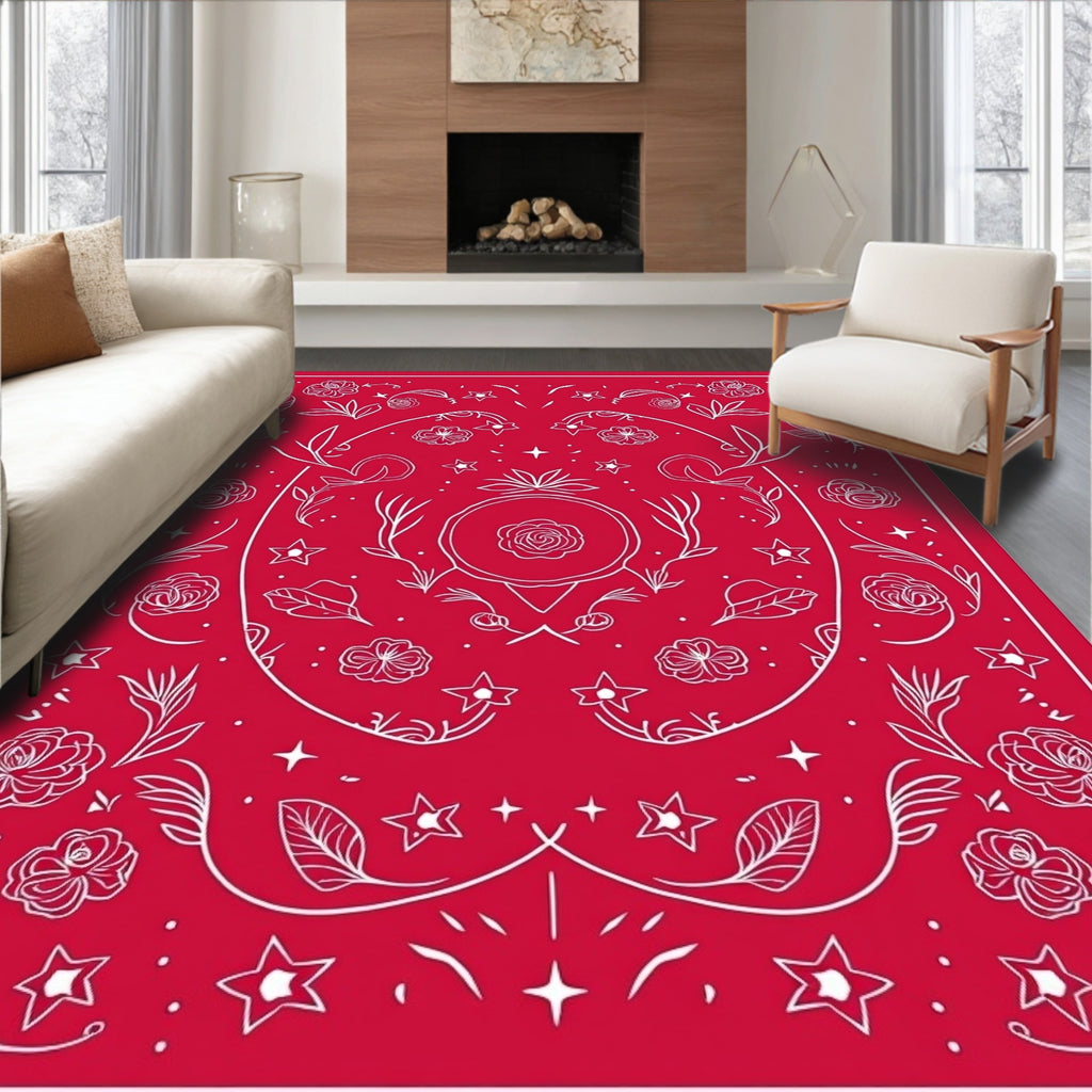 Crimson Floral Star Medallion Rug
