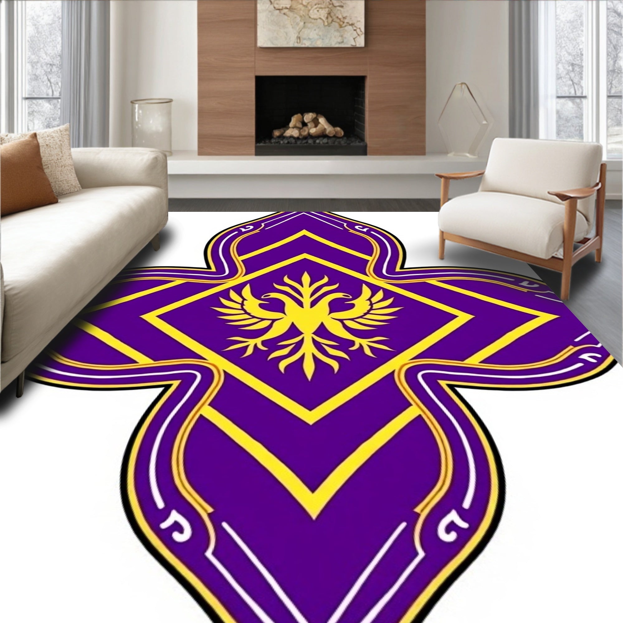 Royal Purple Golden Double Eagle Rug