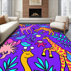 Whimsical Giraffe Monkey Jungle Animals Rug