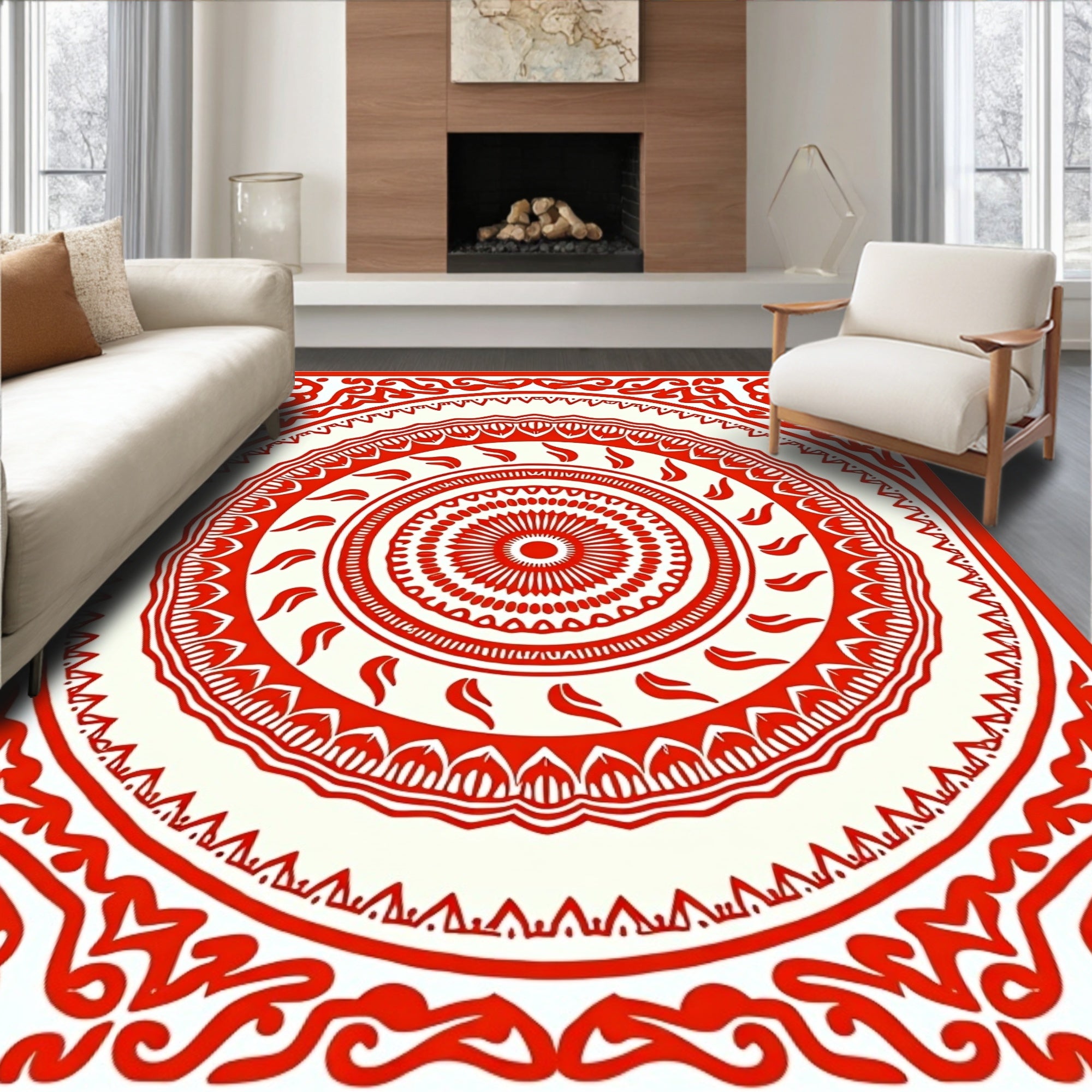 Crimson Medallion Intricate Border Rug