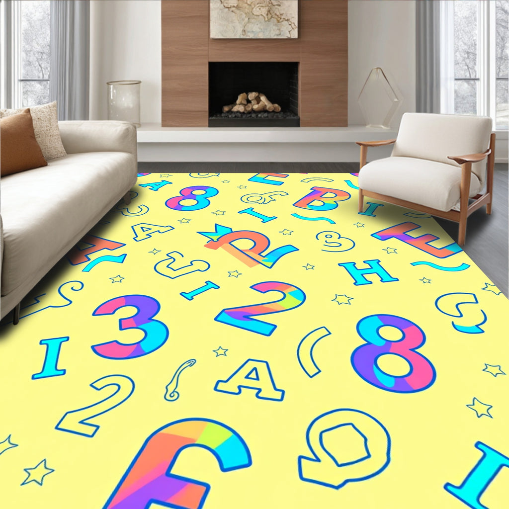 Rainbow Letters and Numbers Play Mat Rug