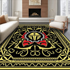 Black Gold Red Crested Medallion Rug