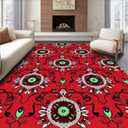 Crimson Medallion Arabesque Floral Rug