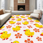 Yellow Ducklings Cherish Flowers Rug