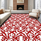 Bold Red Interlocking Scrollwork Rug