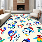 Whimsical Penguin Friends Winter Theme Rug