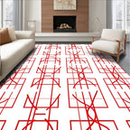 Red Intersecting Geometric Stripe Rug
